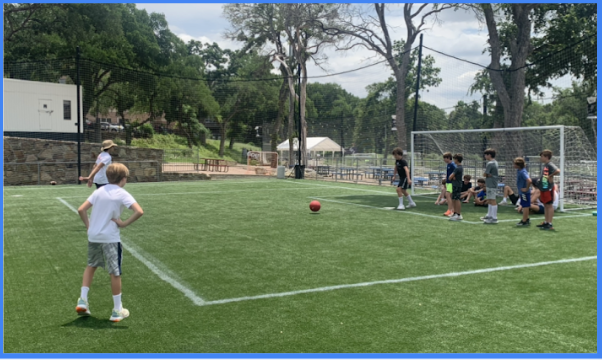 Soccer field action shot
