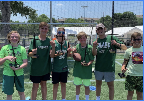 Green team Color War winners with awards